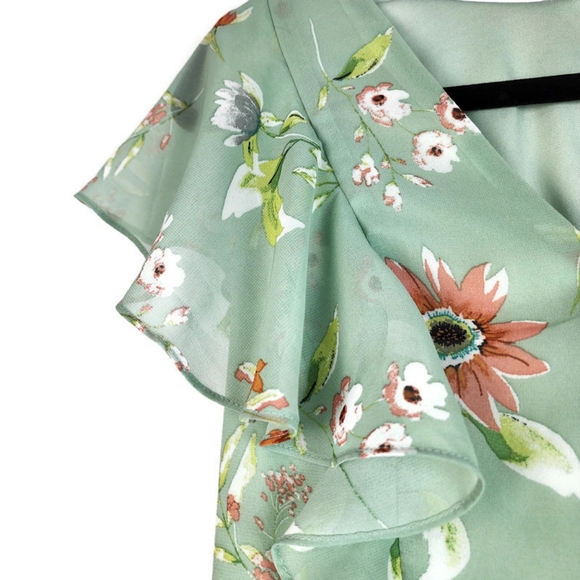 NWT Attic Salt Green Floral Tiered Skirt Maxi Dress - Picture 4 of 9